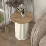 Τραπεζάκι βοηθητικό Bohema Megapap χρώμα ivory - sepet oak Ø50x53,2εκ.