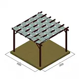 Ξύλινη πέργκολα με τεντόπανο - 48,3εκ. - 400 x 400εκ.