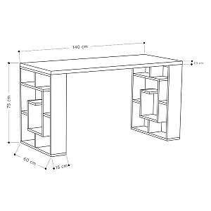 Γραφείο Labirent pakoworld χρώμα λευκό-καρυδί 140x60x75εκ