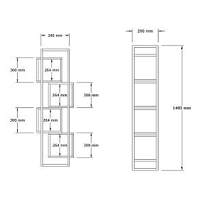 Βιβλιοθήκη Gridur pakoworld σε σκούρο καρυδί απόχρωση 44x29x140εκ