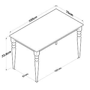 Τραπέζι Rosette pakoworld φυσικό-λευκό 120x70x73.8εκ