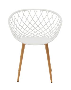 Πολυθρόνα Ezra pakoworld λευκό pp-πόδι φυσικό μέταλλο 62x42x82εκ