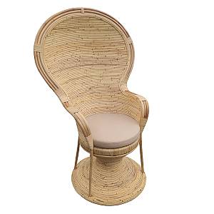 Πολυθρόνα Rea Inart με μπεζ μαξιλάρι-φυσικό rattan 85x85x141εκ