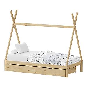 Παιδικό κρεβάτι Lalitto τ.Montessori με 2 συρτάρια τ.Montessori  pakoworld ξύλο πεύκου σε φυσική απόχρωση 90x190εκ