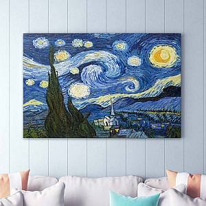 Πίνακας σε καμβά Starry Night Megapap ψηφιακής εκτύπωσης 100x70x3εκ.