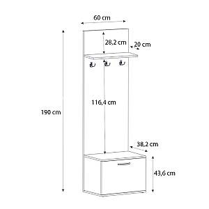 Έπιπλο εισόδου Track Megapap χρώμα sapphire oak 60x38,2x190εκ.