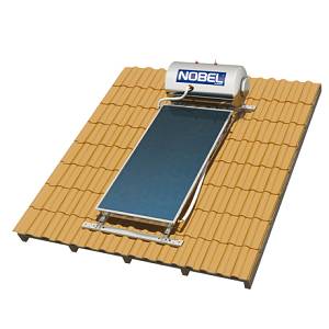 Nobel Classic 120lt 2m² Glass Τριπλής Ενέργειας Ηλιακός Θερμοσίφωνας Με Επιλεκτικό Συλλέκτη και Βάση Κεραμοσκεπής