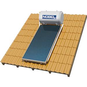 Nobel Aelios CUS 160lt 2m² Glass Τριπλής Ενέργειας Ηλιακός Θερμοσίφωνας Με Επιλεκτικό Συλλέκτη και Βάση Κεραμοσκεπής