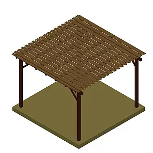 Ξύλινη πέργκολα με διπλή τάβλα - 400 x 500εκ.