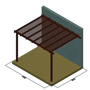 Πέργκολα με περσίδες απο τοίχο 9,5εκ. - 300 x 300εκ.
