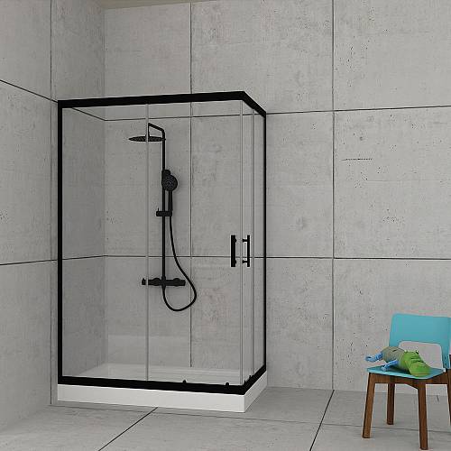 Stardust Easy Fix Black matt  Corner Entry 80X110 cm