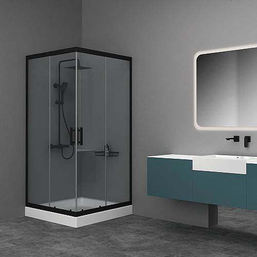 Vitalia Square Easy Fix Black matt H200 100X100 cm