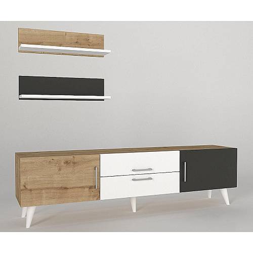 Σύνθετο ArteLibre OREGON Sapphire/Ανθρακί/Μπεζ Μοριοσανίδα 160x32x45cm
