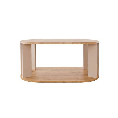 Τραπέζι Solka pakoworld σε oak απόχρωση με ανοιχτό γκρι 90x56x40εκ
