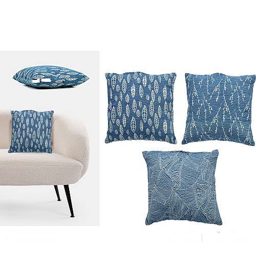 Μαξιλάρι Jacquard Μπλε/Λευκό 100% πολυεστέρας 45x45cm Σε 3 Σχέδια