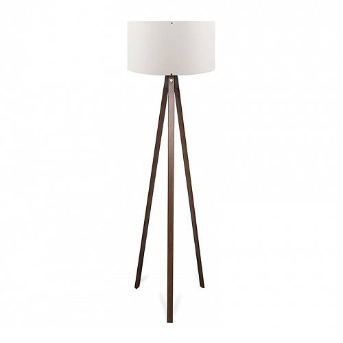 Φωτιστικό δαπέδου Rosling Megapap Mdf/ύφασμα Pvc χρώμα καρυδί - λευκό 38x38x140εκ.