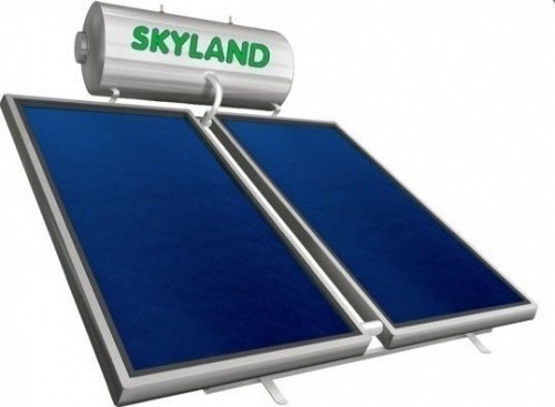 Skyland IN 200lt 4.10m² Inox Ανοξείδωτος Τριπλής Ενέργειας Ηλιακός Θερμοσίφωνας Με Επιλεκτικό Συλλέκτη και Βάση Ταράτσας Για Αντλία Θερμότητας