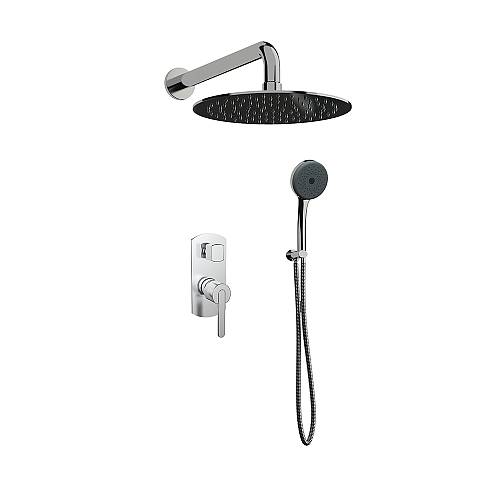 Orabella Marea - Shower set εντοιχισμού με Μπαταρία λουτρού, εντοιχισμού 2 σημείων, κεφαλή Φ250 με βραχίονα και τηλέφωνο ντουζ με σπιράλ και επιτοίχειο στήριγμα C/B