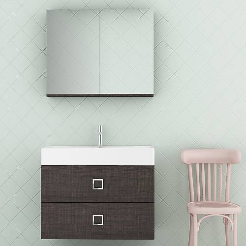 Orabella Touch 81 - Κρεμαστό Έπιπλο Μπάνιου με πορσελάνινο νιπτήρα Tecla