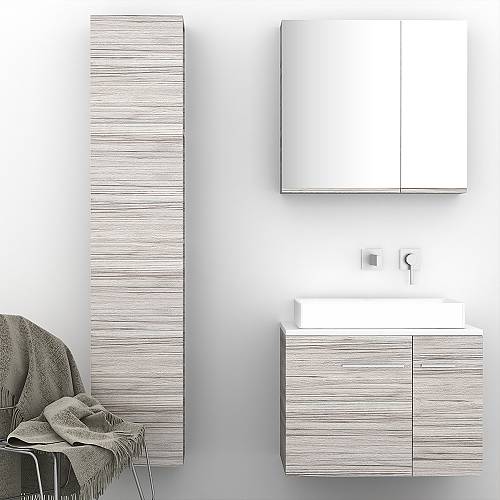 Solid Surface Ιταλικό Κρεμαστό Έπιπλο Μπάνιου με 2 Πόρτες & Corian Πάγκο Σετ 70χ45 Βάση με καθρέφτη