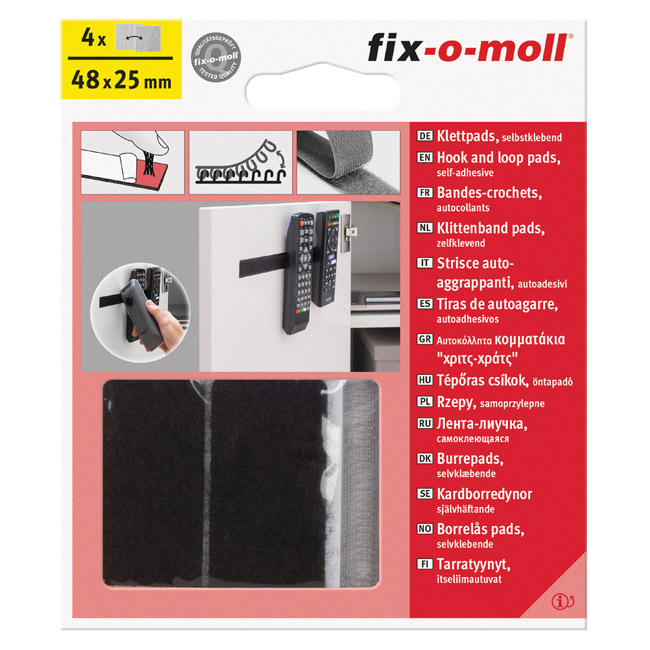 Επιφάνειες Hook+Loop Αυτοκόλλητο Γκρι/Μαύρο 48x25mm 4Σετ