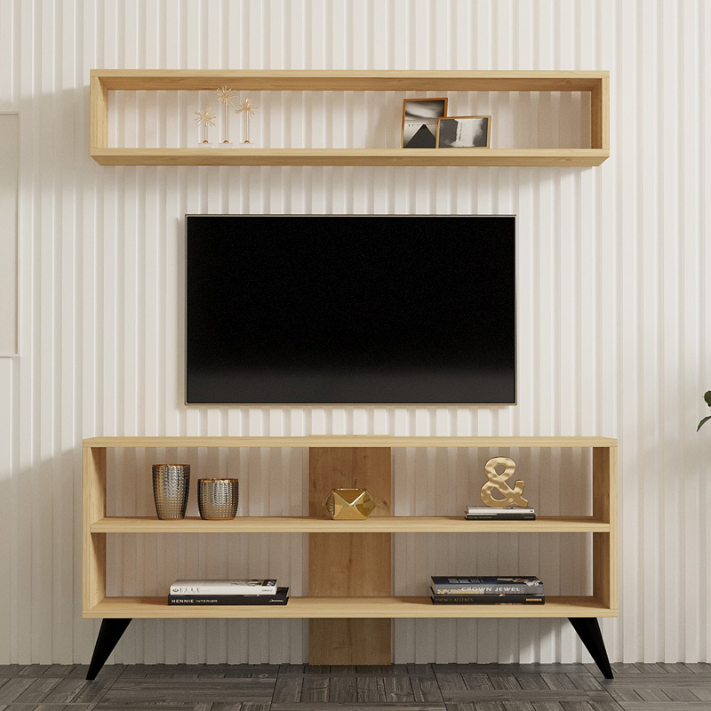 Σύνθετο σαλονιού Prestige pakoworld σε oak απόχρωση 120x29,6x50εκ