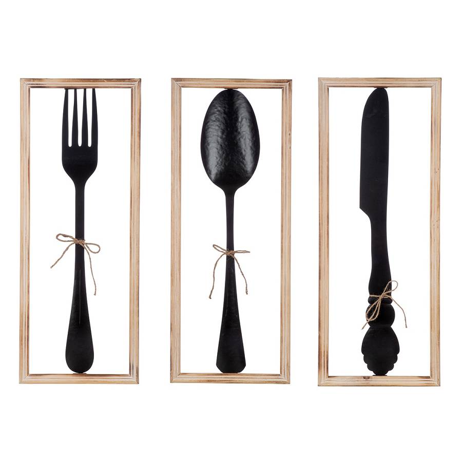 Wall Relief Vintage Cutlery Μέταλλο Μαύρο PU Pcs. Assorted 30x3x80cm