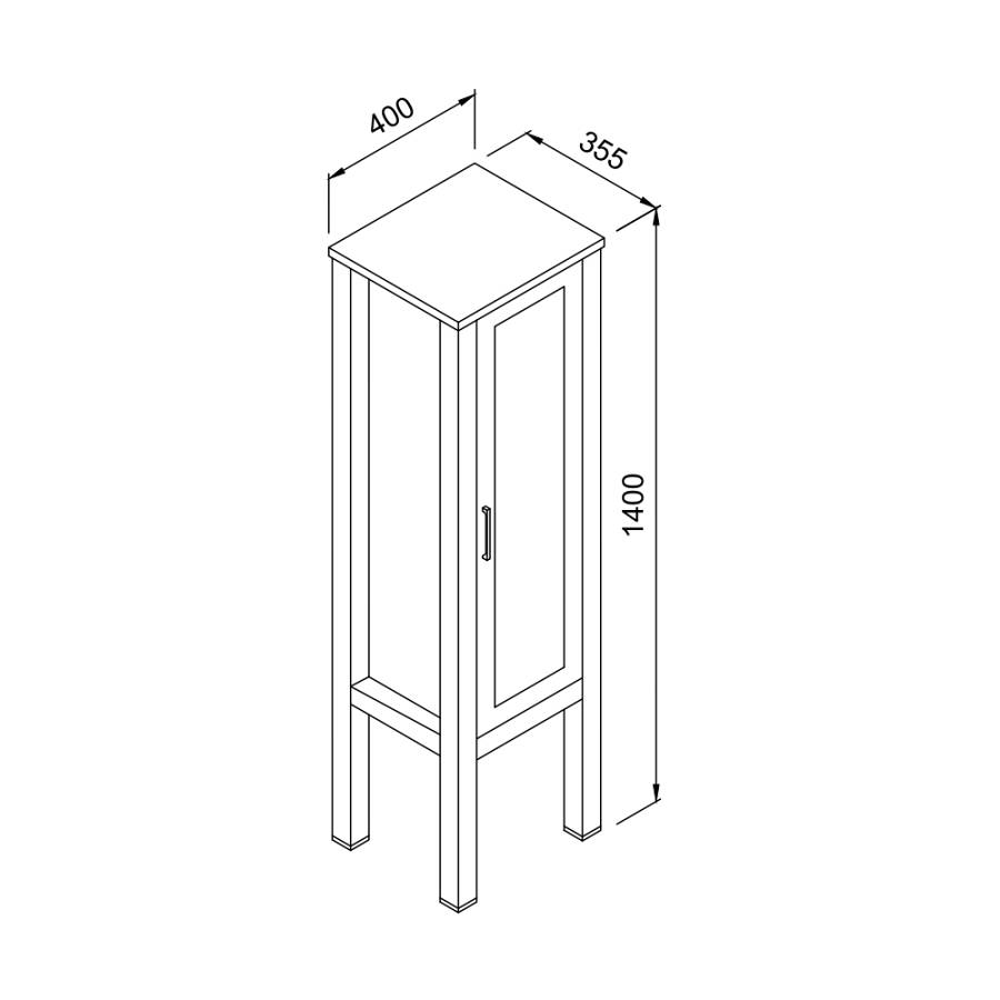 Στήλη LONDON Μαύρη MDF 18mm Λάκα 40 3CLON040BLM