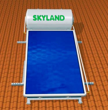 Skyland GLD 200lt 3.06m² Glass Διπλής Ενέργειας Ηλιακός Θερμοσίφωνας Με Επιλεκτικό Συλλέκτη και Βάση Κεραμοσκεπής Με Πλαϊνές Λήψεις