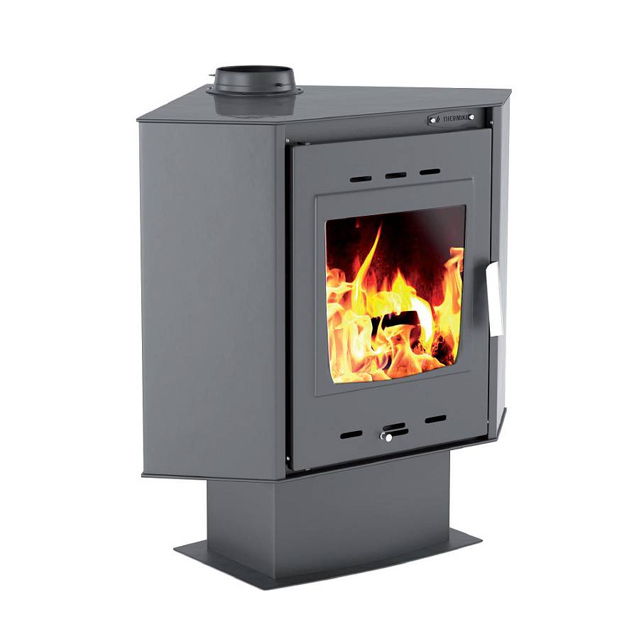 Thermiki ATS 100 CORNER Σόμπα Ξύλου Ατσάλινη Απλή 14kw Γωνιακή Χωρίς Κορνίζα