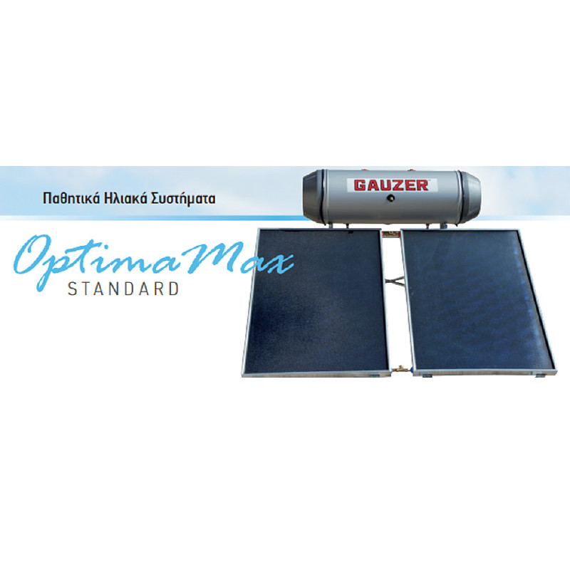 Gauzer Optima Max Standard BC40/48 400lt 4,8m² Glass Διπλής Ενέργειας Ηλιακός Θερμοσίφωνας Με Επιλεκτικό Συλλέκτη και Βάση Ταράτσας