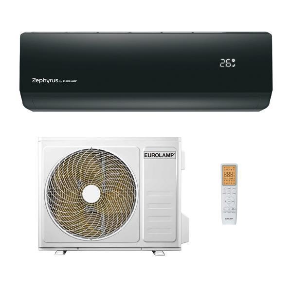Eurolamp Zephyrus 300-28030 Black Κλιματιστικό Τοίχου Inverter 9000 BTU A++/A+++ με Ιονιστή και Wi-Fi Μαύρο